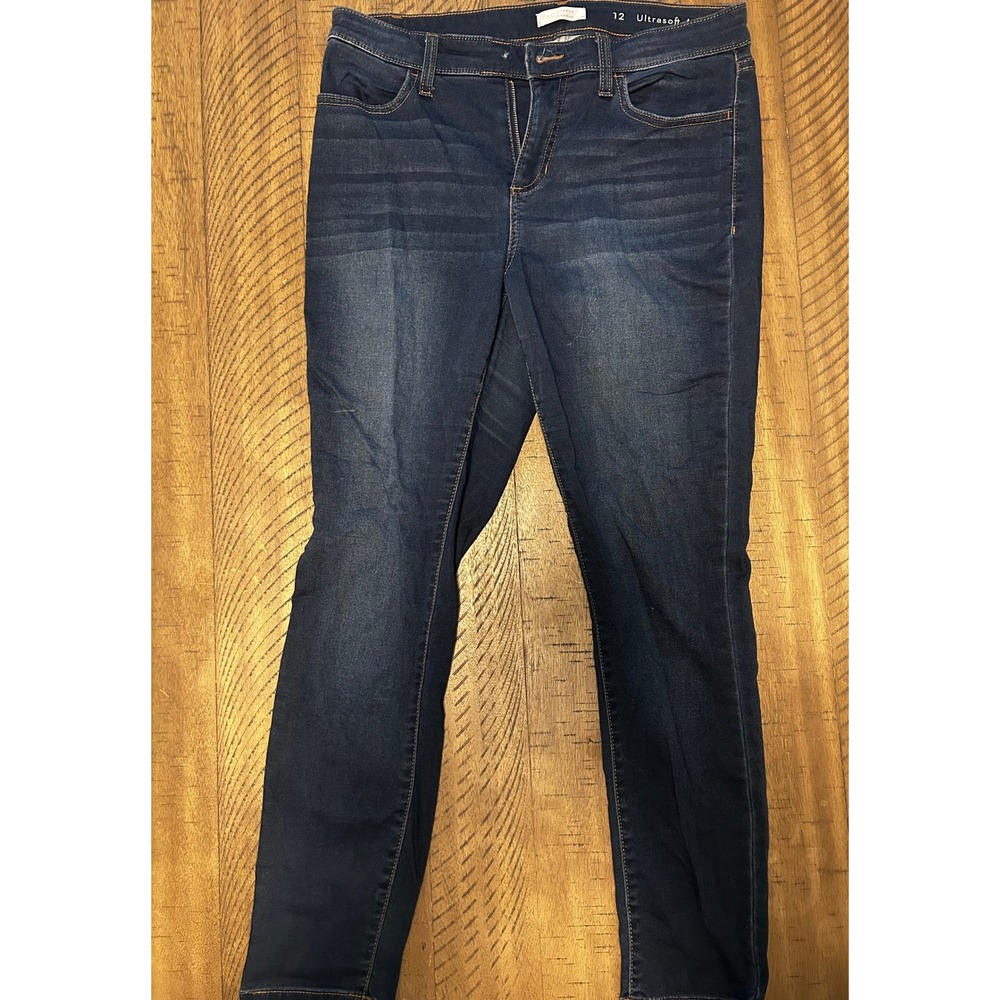LC Lauren Conrad Women's Dark Wash Denim Jeans Size 12 Ultrasoft Skinny